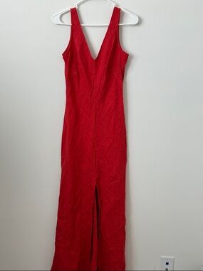 Haris Cotton Bright Red 100% Linen Midi/Maxi Dress Size: XS